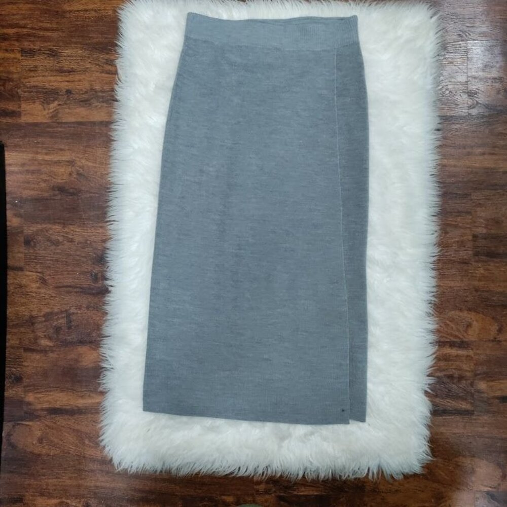 J.Crew Womens XS Gray Merino Wool Blend Wrap Style Midi Skirt - Picture 6 of 12